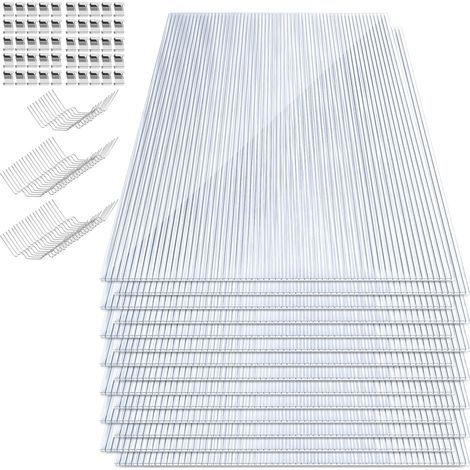 Jiubiaz 4 mm Lastra in policarbonato alveolare trasparente 121 x 60,5 cm, set 42 pannelli per serra, tettoia e copertura terrazza, con 50 clip W e 50 clip Z in acciaio inox 304 (1/5)