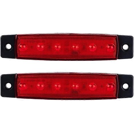 2 Stück 12V 6 LED Rückleuchten für LKW und Anhänger, Seitenmarkierungsleuchten, kleine Leuchten, Signalleuchten (rot)-2 Pccs-Red (1/2)