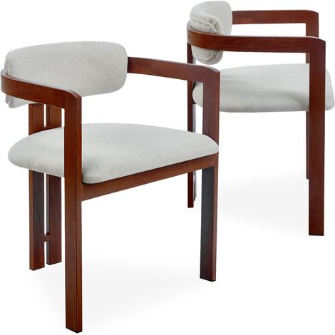 Lot de 2 Chaises Design "Galia" 75cm Beige & Marron