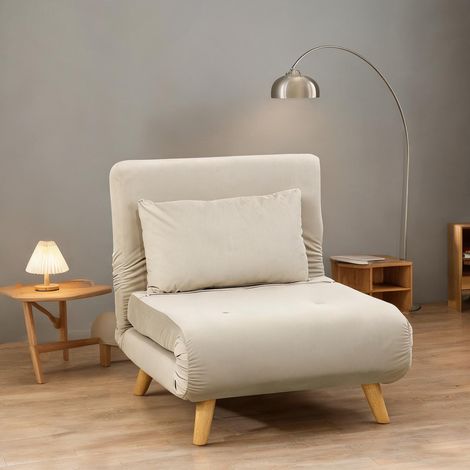 Canapé convertible beige en polyester acier 72 x 78 x 79 cm (1/5)