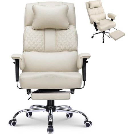 Chaise de gaming et chaise de bureau ergonomique, avec appui-tête réglable + grand soutien lombaire, assise de 54 cm de large, dossier inclinable de 90 à 150 °, charge maximale de 180 kg (1/5)