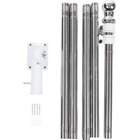 Kit mât drapeau 6FT inox étanche anti-enchevêtrement – Réglable mural rotatif extérieur maison argent, décoration (1/5)