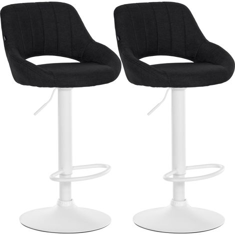 Juego de 2 taburetes de bar Milet con tapizado de tela Negro Metal blanco mate