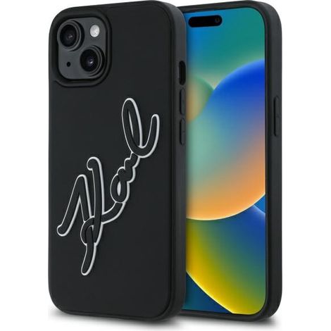 Karl Lagerfeld KLHCP15S3DRKSDLK iPhone 15 6.1 schwarz/schwarz Hartschalenetui 3D Rubber Signature (1/5)