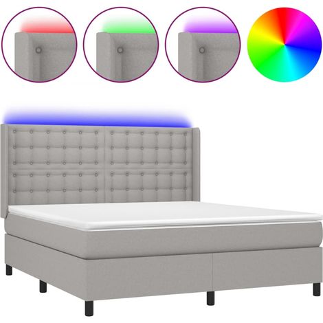 Maison Exclusive - Boxspringbett mit Matratze & LED Hellgrau 160x