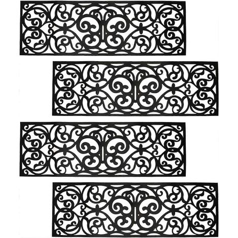 Set mit 4 Gummistufenmatten, rutschfesten Trittmatten, aufrollbaren Gummifußmatten für den Innen- und Außenbereich, Eingänge und Treppen (74 cm x 24 cm)