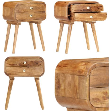 Table de chevet 43 x 30 x 58 cm Bois de manguier massif - Table De Chevet - Table Nuit - Mobilier Rustique - Bois De Manguier - Tiroir - Home & Living (1/5)