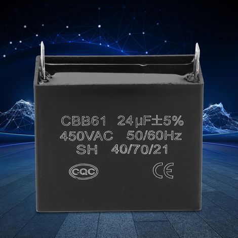 CBB61 450 V AC 24 µF 50/60 Hz Anlaufkondensator für 400/350/300/250 V AC Motoren, UL/RU-zertifiziert (1/5)