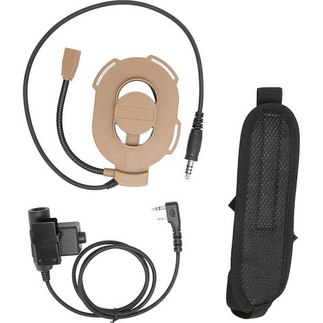 Casque de chasse militaire HD01, oreillette réglable pour talkie-walkie Kenwood TK-3107 (marron)