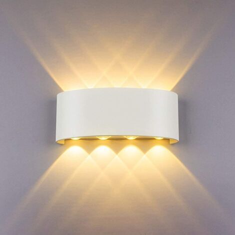 LED-Wandleuchte Weiß 8W Innen-/Außenwandleuchte IP65 Warmweiß 3000K Moderne Quadratische Up-Down-Lampe aus ABS für Schlafzimmer, Wohnzimmer, Hotel (1/4)