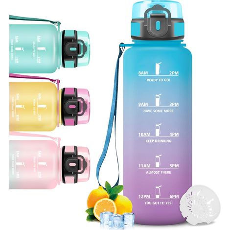 Gourde 1,5l, Gourde Sport, Bouteille Anti-Fuite, Facile à Transporter, Bouteille avec Verrouillage de Sécurité, Facile à Nettoyer, pour Bureau, Voyage, Extérieur, Adulte (1/5)