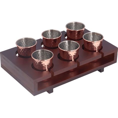 Set mit 6 Moscow Mule Cocktailbechern aus kupferbeschichtetem Edelstahl (100 ml) mit Aufbewahrungsständer für Ihre Partys zu Hause. (1/5)