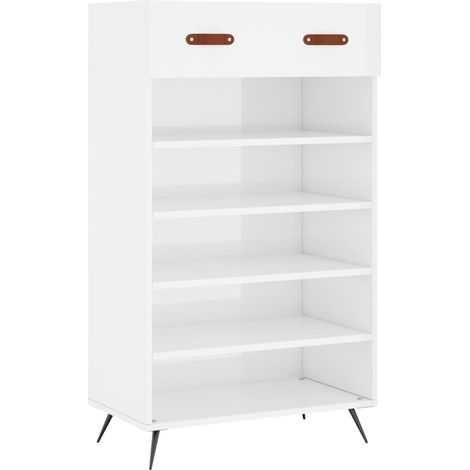 Armoire à chaussure  Meuble à chaussure Blanc brillant 60x35x105 cm Bois ingénierie