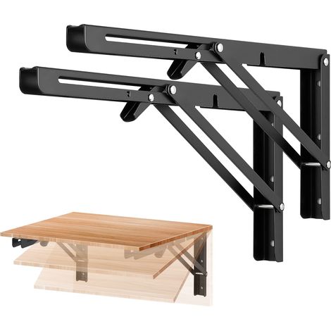 Support pliable, support d'étagère mural, table pliante à monter soi-même, noir, 35 cm, lot de 2 (1/5)