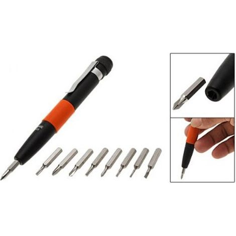 Trade Shop - Kit De 9 Destornilladores Torx Con Bolígrafo Para Relojes Y Teléfonos De Bolsillo - (1/3)