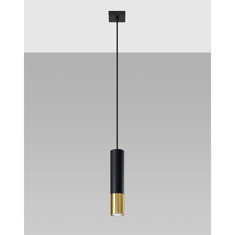Sollux LOOPEZ Lampe à Suspension Slim 8cm Noir, Or GU10 (1/10)