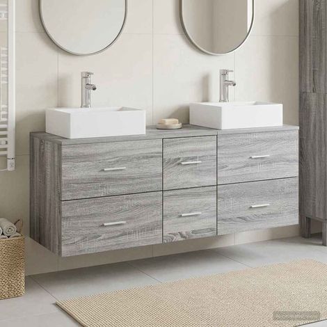 vidaXL Bathroom Cabinet Set 3 pcs Grey Sonoma 129 x 41 x 79.5 cm (1/5)