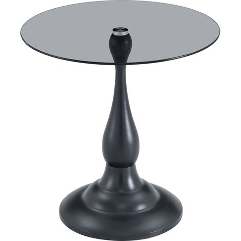 Tavolino rotondo in vetro temperato nero, tavolino da caffè moderno con base stabile, 50 cm (1/5)