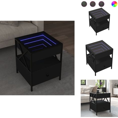 Table basse avec LED Infinity noir 40x40x51 cm - Table Basse - Tables Basses - Table Latérale - Bout De Canapé (1/5)