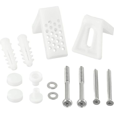 CSPARKV Kit de fixation au sol pour toilettes en forme de L - Pour salle de bain, toilettes, bidet - Supports de fixation pour pieds - Boulons de montage - Vis de salle de bain - Capuchon de réparatio (1/5)