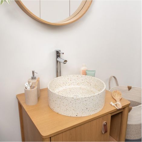 Rundes Aufsatzwaschbecken aus Terrazzo 36cm ADALA