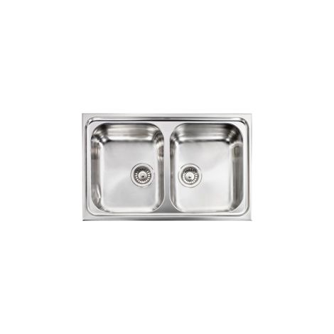 CM 010012XCSSP Cristal Lavello da incasso 2 vasche in acciaio inox satinato (79x50x20 cm) colore Inox satinato (1/5)