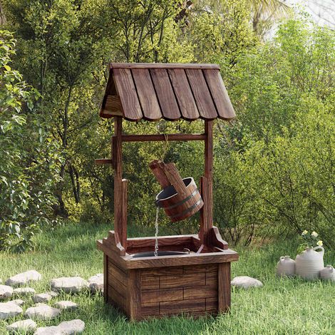 Wunschbrunnen mit Pumpe 57x50x112 cm Massivholz Tanne