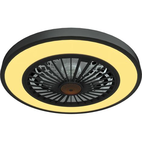 Ventilatore da Soffitto con Luce 54 cm Nero Telecomando Luce Notturna
