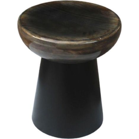 Amadeus - Bout de canapé rond noir en manguier et métal Ø40 cm Dina (1/4)