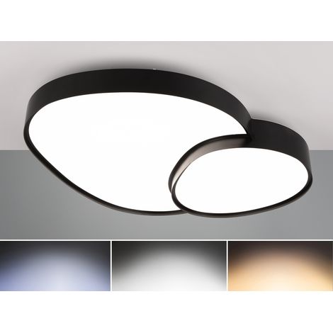 Große LED Deckenleuchte RISE mit Fernbedienung Schwarz, Breite 77cm (1/5)