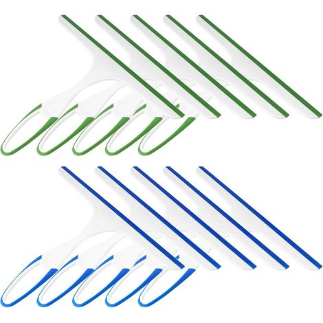 Lot de 10 raclettes de douche pour portes vitrées et voiture - Nettoyeur de vitres/miroirs/carrelage avec crochet de suspension - Outil de nettoyage sans traces