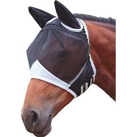Masque Anti-Insecte Cheval - Respirant Avec Oreilles - Protection Visage Yeux UV - Taille S (1/5)