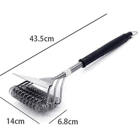 Brosse et grattoir en acier inoxydable sans poils pour barbecue à gaz, charbon, infrarouge, acier émaillé, accessoires et outils de barbecue (1/5)