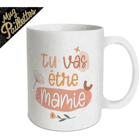 Tasse - STC - 'Du wirst Oma sein' - Keramik - Weiß - Glitzer