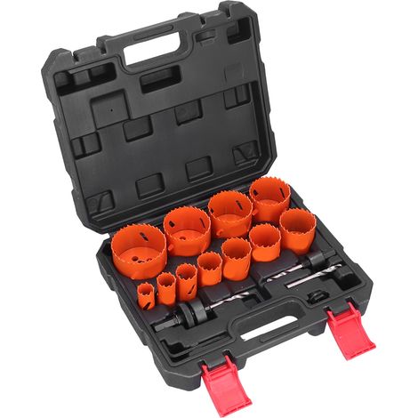 Jeu de 17 scies cloches bimétal HSS, coupeur 19mm à 64mm, kit perceuse acier rapide (1/5)