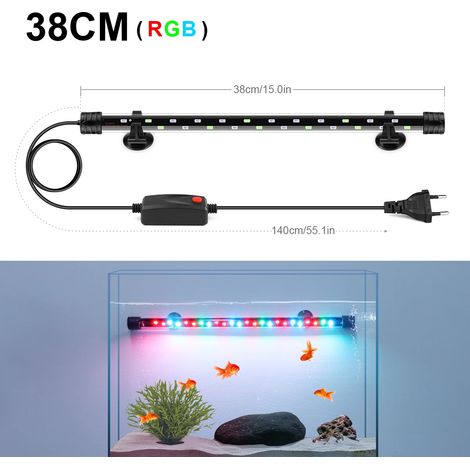 (Lampe LED RGB 38 cm - Prise européenne) Lampe de croissance submersible LED étanche pour plantes aquatiques, idéale pour aquarium, bassin et piscine. Éclairage LED (1/5)
