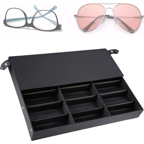 Boîte de Rangement Pour Lunettes de, Boîte D'Affichage de Lunettes En MDF à 18 Grilles, Boîte de Rangement Pour Lunettes Avec Couvercle Pliant, Taille: Environ 47 37 (1/5)