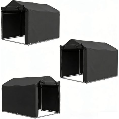 3er-Set  garagenzelt, wasserdicht Zeltgarage mit Tür, UV-beständig 220 x 157 x 165 cm Schwarz