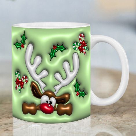 Tasse De Noël - Tasse En Céramique Avec Motif Bonhomme De Neige Gonflé - Pour Café Thé Chocolat Chaud - 350 Ml (1/5)