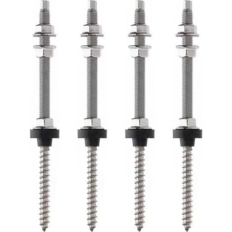 Lot de 4 vis à bas M10 x 200 mm en acier inoxydable M10 réglable en hauteur (1/4)