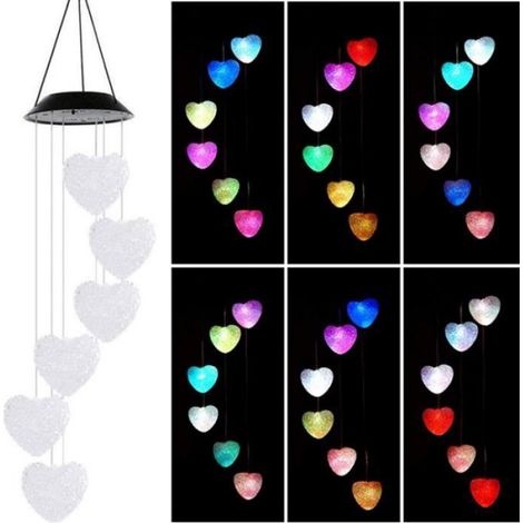 Carillon Éolien Solaire - Lampe LED Étanche avec Panneau Solaire Intégré - Décoration Extérieure Jardin Cour Terrasse - 1 Pièce