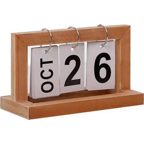 Calendrier de bureau compact avec présentation en bois à une feuille verte (1/5)