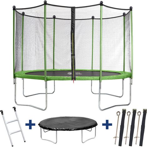 Trampolin "Yoopi" - Ø 4,25 m - Mit Netz + Leiter + Abdeckung + Verankerungskit