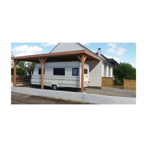 Abri Toit Plat Adossé dimensions aux choix Bois DOUGLAS Français PEFC - 400cmx800cm (1/4)