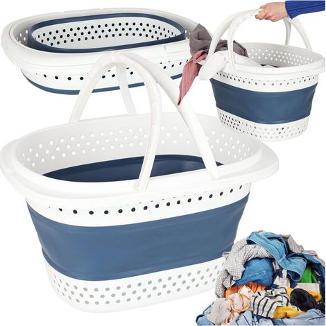Cesta de lavandería plegable de silicona, capacidad de 32 l