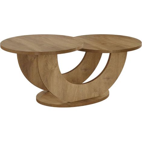 Table basse ronde Tribesigns de 46 pouces, table basse moderne pour salon avec cadre en U original, table basse d'appoint basse (1/5)