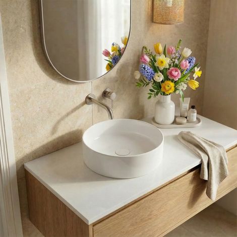 Ceramia PixL 36 x 36 x 13,5 cm lavabo sobre encimera Infinitio, sin rebosadero, blanco brillante (CEPX3636)