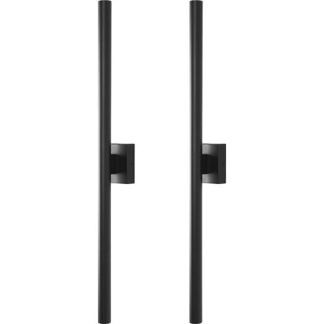 Conjunto de 2 lámparas LED de pared exterior de metal estilo moderno puerta principal porche negro Anish (1/5)