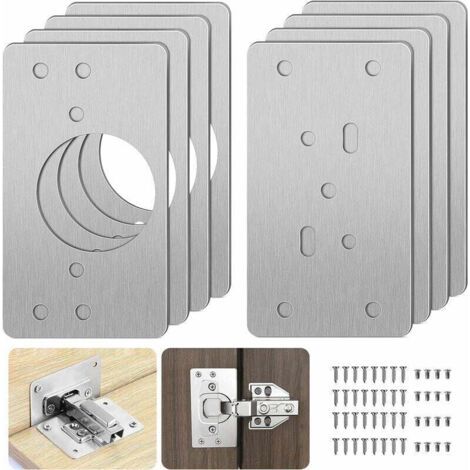 Kit de réparation charnière pour meuble en acier inoxydable – 8 plaques et 48 vis – Installation facile pour meubles en bois