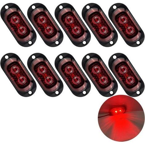 10X 2 LED Feux de Marquage Latéral 12 / 24V Feux De Gabarit LED Remorque Lampe 3000K LumièRe D’Avertissement Pour Camion Rv Caravane (1/5)